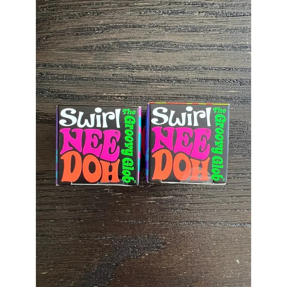 Set of 2 Teenie NeeDoh The Groovy Glob Swirl - (Orange & Pink) - NIB!